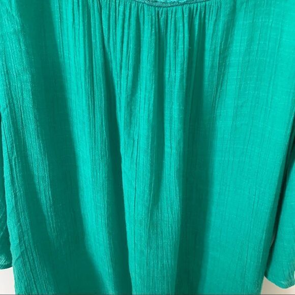 Honey Punch Green Bell Sleeve Embroidered Blouse - Picture 6 of 6